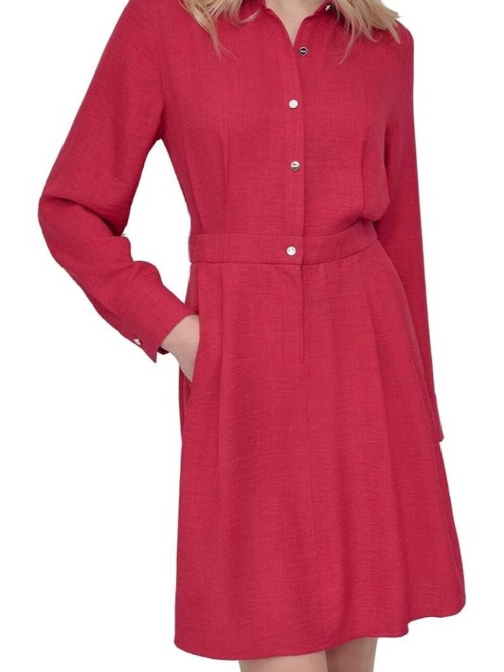 NEW DKNY Women's 16 Collared Neck Long Sleeve Button Down Dress • Reg Price $129